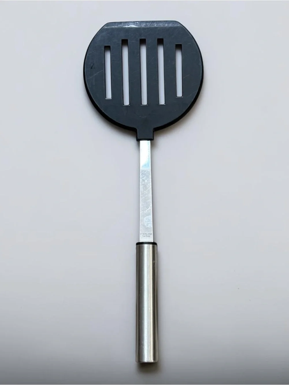 Vintage Spatula Wide Slotted Kitchen Cooking Utensil Black Stainless Taiwan
